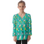 Naso Flame Fabric Kids  V Neck Casual Top