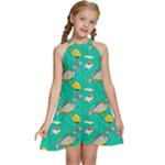 Naso Flame Fabric Kids  Halter Collar Waist Tie Chiffon Dress