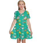 Naso Flame Fabric Kids  Short Sleeve Tiered Mini Dress