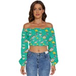 Naso Flame Fabric Long Sleeve Crinkled Weave Crop Top