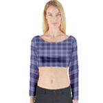 Purple Plaid Tartan 1 Long Sleeve Crop Top