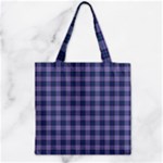 Purple Plaid Tartan 1 Zipper Grocery Tote Bag