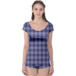 Purple Plaid Tartan 1 Boyleg Leotard 