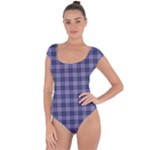 Purple Plaid Tartan 1 Short Sleeve Leotard 