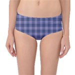 Purple Plaid Tartan 1 Mid-Waist Bikini Bottoms