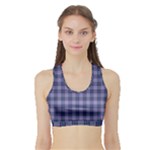 Purple Plaid Tartan 1 Sports Bra with Border