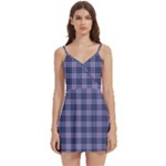 Purple Plaid Tartan 1 Body Wrap Sleeveless V-Neck Mini Dress