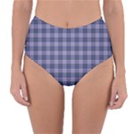 Purple Plaid Tartan 1 Reversible High-Waist Bikini Bottoms