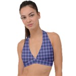 Purple Plaid Tartan 1 Halter Plunge Bikini Top