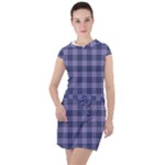 Purple Plaid Tartan 1 Drawstring Hooded Dress