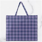 Purple Plaid Tartan 1 Zipper Large Tote Bag