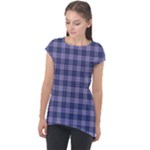 Purple Plaid Tartan 1 Cap Sleeve High Low Top