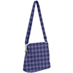 Purple Plaid Tartan 1 Zipper Messenger Bag