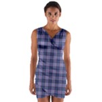 Purple Plaid Tartan 1 Wrap Front Bodycon Dress