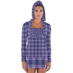 Purple Plaid Tartan 1 Long Sleeve Hooded T-shirt