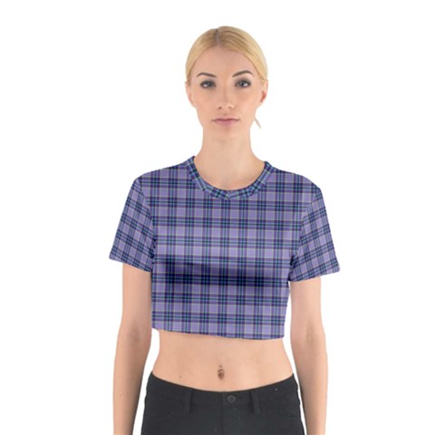 Purple Plaid Tartan 1 Cotton Crop Top from ArtsNow.com