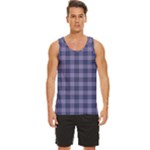 Purple Plaid Tartan 1 Men s Wide Collar Tank Top