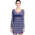 Purple Plaid Tartan 1 Long Sleeve Velvet Bodycon Dress