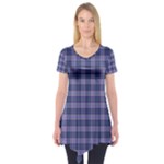 Purple Plaid Tartan 1 Short Sleeve Tunic 