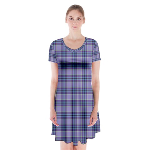 Purple Plaid Tartan 1 Short Sleeve V