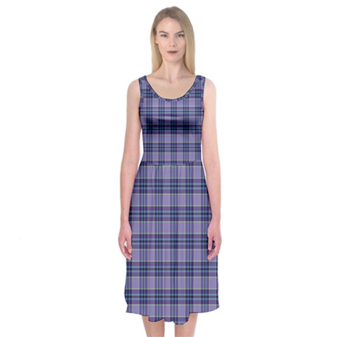 Purple Plaid Tartan 1 Midi Sleeveless Dress from ArtsNow.com