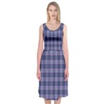 Purple Plaid Tartan 1 Midi Sleeveless Dress