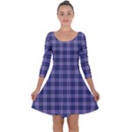 Purple Plaid Tartan 1 Quarter Sleeve Skater Dress