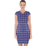 Purple Plaid Tartan 1 Capsleeve Drawstring Dress 