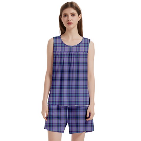 Purple Plaid Tartan 1 Sleeveless Cozy Lounge Set  from ArtsNow.com