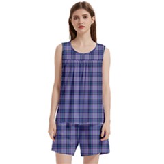 Purple Plaid Tartan 1 Sleeveless Cozy Lounge Set  from ArtsNow.com