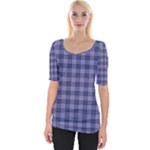 Purple Plaid Tartan 1 Wide Neckline T-Shirt