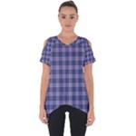 Purple Plaid Tartan 1 Cut Out Side Drop T-Shirt