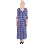 Purple Plaid Tartan 1 Quarter Sleeve Wrap Maxi Dress