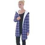 Purple Plaid Tartan 1 Longline Hooded Cardigan