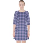 Purple Plaid Tartan 1 Quarter Sleeve Pocket Dress