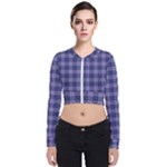 Purple Plaid Tartan 1 Long Sleeve Zip Up Bomber Jacket