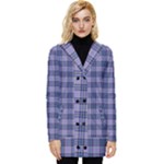 Purple Plaid Tartan 1 Button Up Hooded Coat 