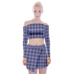 Purple Plaid Tartan 1 Off Shoulder Top with Mini Skirt Set