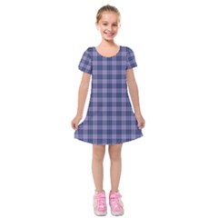 Purple Plaid Tartan 1 Kids  Short Sleeve Velvet Dress from ArtsNow.com