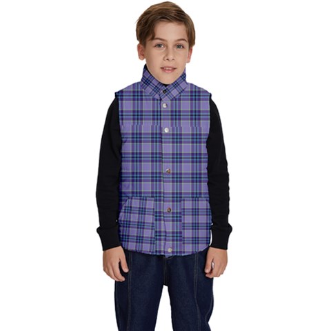 Purple Plaid Tartan 1 Kid s Button Up Puffer Vest from ArtsNow.com