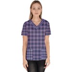 Purple Plaid Tartan 1 Women s V-Neck Scrub Top