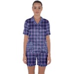 Purple Plaid Tartan 1 Satin Short Sleeve Pajamas Set