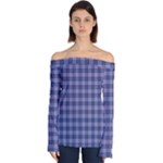 Purple Plaid Tartan 1 Off Shoulder Long Sleeve Top