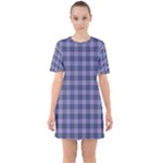 Purple Plaid Tartan 1 Sixties Short Sleeve Mini Dress