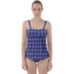 Purple Plaid Tartan 1 Twist Front Tankini Set