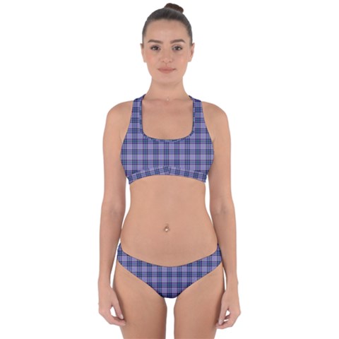 Purple Plaid Tartan 1 Cross Back Hipster Bikini Set from ArtsNow.com