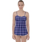 Purple Plaid Tartan 1 Babydoll Tankini Top