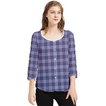 Purple Plaid Tartan 1 Chiffon Quarter Sleeve Blouse