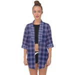 Purple Plaid Tartan 1 Open Front Chiffon Kimono