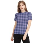 Purple Plaid Tartan 1 Women s Short Sleeve Rash Guard